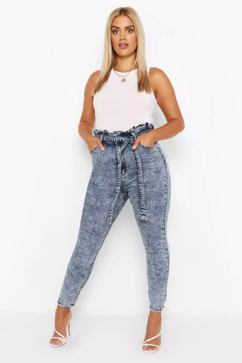 Paperbag tie waist store jeans